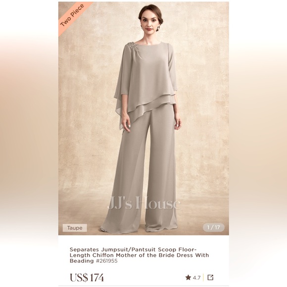 JJs House Mother of the Bride Pantsuit With Beading NWT - Picture 2 of 9